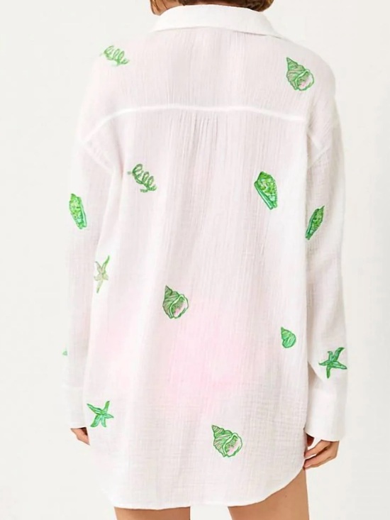 Lilly Pulitzer Other - Lilly Pulitzer. Women's white gauze beach coverup with embroidered shells NWT